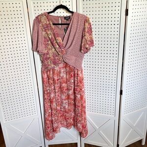 Pink Asymmetrical Flutter Sleeve Sundress for Wedding Guest